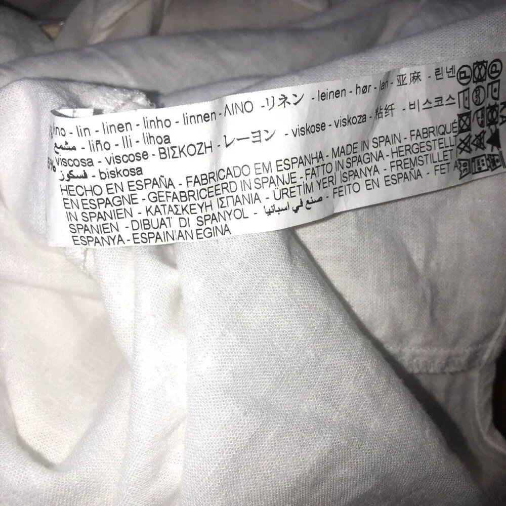 Zara White Linen Blend Button Down Shirt Long Sleeve Women's Size Small - Picture 5 of 6